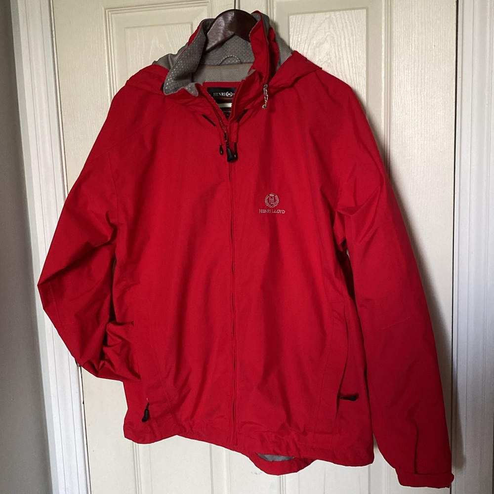 Henri Lloyd Red Hooded Yachting Jacket with Gray Lining